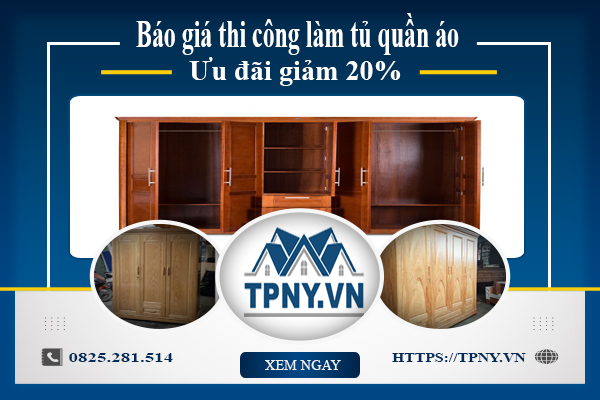 Báo giá thi công làm tủ quần áo tại Thủ Đức | Ưu đãi giảm 20%