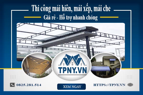Bảng giá mái hiên, Mái xếp, Mái che tại Thường Tín -【Giảm 20%】