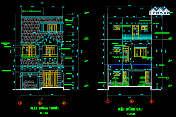 Download bản vẽ cad nhà phố - Công Ty Dịch Vụ Xây Dựng TPNY